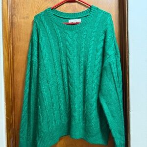 LOFT Kelly Green Cable Knit Sweater